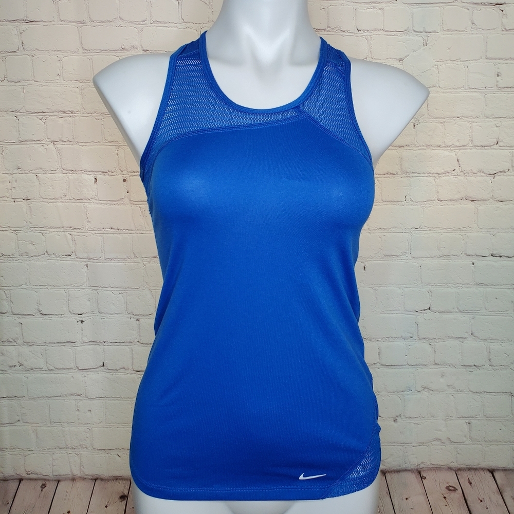 Nike Blue Asymmetrical Racerback Tank Top Size XS